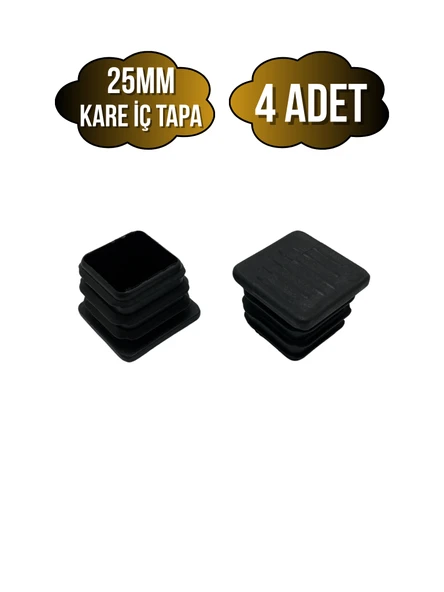 Kare Demir Profil İç Tapa Geçme Plastik Ayak Geçme Koruma Plastiği(25MM)(SİYAH) Siyah 25mm SİYAH - 4 ADET - 1