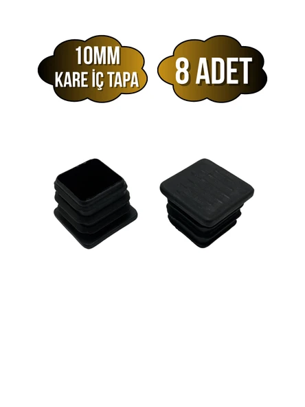 Kare Demir Profil İç Tapa Geçme Plastik Ayak Geçme Koruma Plastiği(10MM)(SİYAH) Siyah 10mm SİYAH - 8 ADET - 1