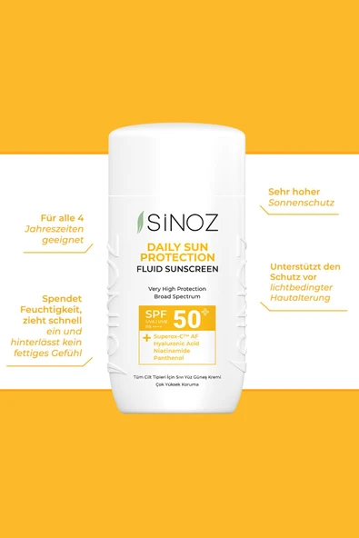 Sinoz Günlük Kullanım Sıvı Yüz Güneş Kremi Yeni Nesil Güneş Filtreleri İle Hibrit Formül SPF50 50 ml - Resim 9