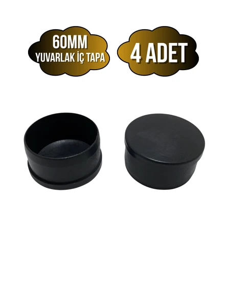 Yuvarlak Demir Profil İç Tapa Geçme Plastik Ayak Geçme Koruma Plastiği(60MM)(SİYAH) Siyah 60mm SİYAH - 4 ADET ürün görseli