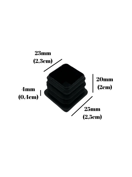 Kare Demir Profil İç Tapa Geçme Plastik Ayak Geçme Koruma Plastiği(25MM)(SİYAH) Siyah 25mm SİYAH - 4 ADET - 5