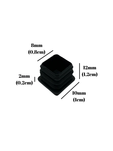 Kare Demir Profil İç Tapa Geçme Plastik Ayak Geçme Koruma Plastiği(10MM)(SİYAH) Siyah 10mm SİYAH - 8 ADET - 5