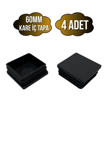 Kare Demir Profil İç Tapa Geçme Plastik Ayak Geçme Koruma Plastiği(60MM)(SİYAH) Siyah 60mm SİYAH - 4 ADET ürün görseli