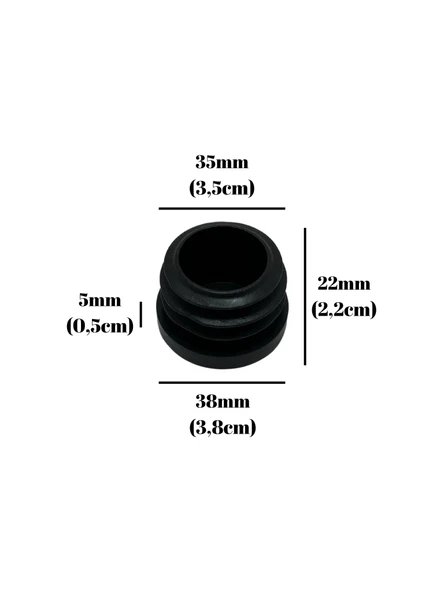 Yuvarlak Demir Profil İç Tapa Geçme Plastik Ayak Geçme Koruma Plastiği(38MM)(SİYAH) Siyah 38mm SİYAH - 8 ADET - 5