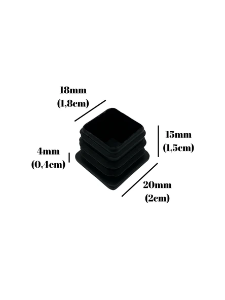 Kare Demir Profil İç Tapa Geçme Plastik Ayak Geçme Koruma Plastiği(20MM)(SİYAH) Siyah 20mm SİYAH - 2 ADET - Resim 5