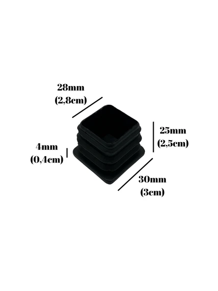 Kare Demir Profil İç Tapa Geçme Plastik Ayak Geçme Koruma Plastiği(30MM)(SİYAH) Siyah 30mm SİYAH - 8 ADET - 5