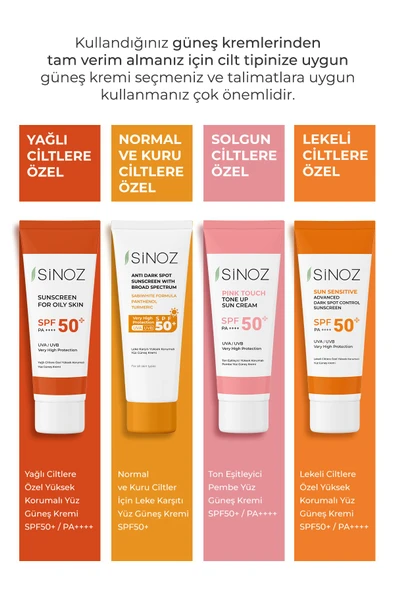 Sinoz Yeni Nesil Filtreler Hibrit Formül Koyu Cilt Lekelerine Etkili Sıvı Yüz Güneş Kremi PA++++ SPF50+ 50 ml - 5