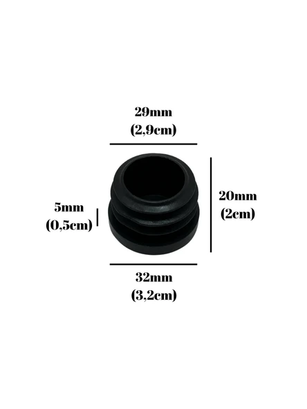 Yuvarlak Demir Profil İç Tapa Geçme Plastik Ayak Geçme Koruma Plastiği(32MM)(SİYAH) Siyah 32mm SİYAH - 4 ADET - 5