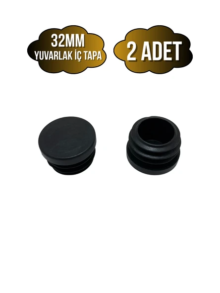Yuvarlak Demir Profil İç Tapa Geçme Plastik Ayak Geçme Koruma Plastiği(32MM)(SİYAH) Siyah 32mm SİYAH - 2 ADET - 1