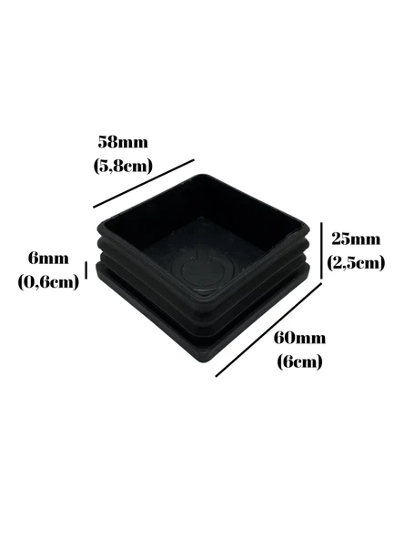 Kare Demir Profil İç Tapa Geçme Plastik Ayak Geçme Koruma Plastiği(60MM)(SİYAH) Siyah 60mm SİYAH - 2 ADET - Resim 5