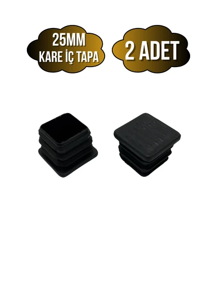 Kare Demir Profil İç Tapa Geçme Plastik Ayak Geçme Koruma Plastiği(25MM)(SİYAH) Siyah 25mm SİYAH - 2 ADET - 1
