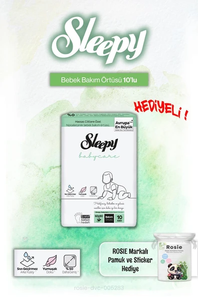 Sleepy Babycare Bebek Bakım Örtüsü 10'lu ve Rosie Pamuk Hediye ürün görseli