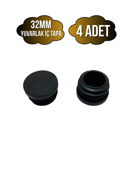 Yuvarlak Demir Profil İç Tapa Geçme Plastik Ayak Geçme Koruma Plastiği(32MM)(SİYAH) Siyah 32mm SİYAH - 4 ADET - 1