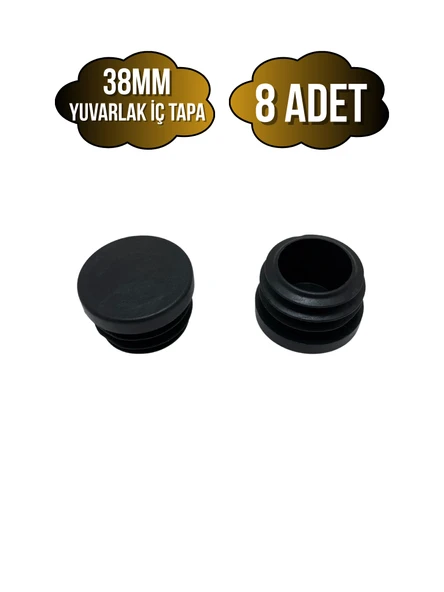 Yuvarlak Demir Profil İç Tapa Geçme Plastik Ayak Geçme Koruma Plastiği(38MM)(SİYAH) Siyah 38mm SİYAH - 8 ADET - 1