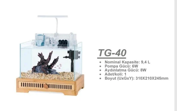 Jeneca TG-40 Akvaryum+Dekor 31x21x24,5 Cm (9,4L) - 2