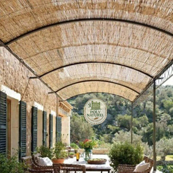 POLYNATUREL Kamış Çit Bambu Hasır Yükseklik 2,00 Metre En 3,00 Metre Doğal Kamış Gölgelik 2x3 Metre - 7