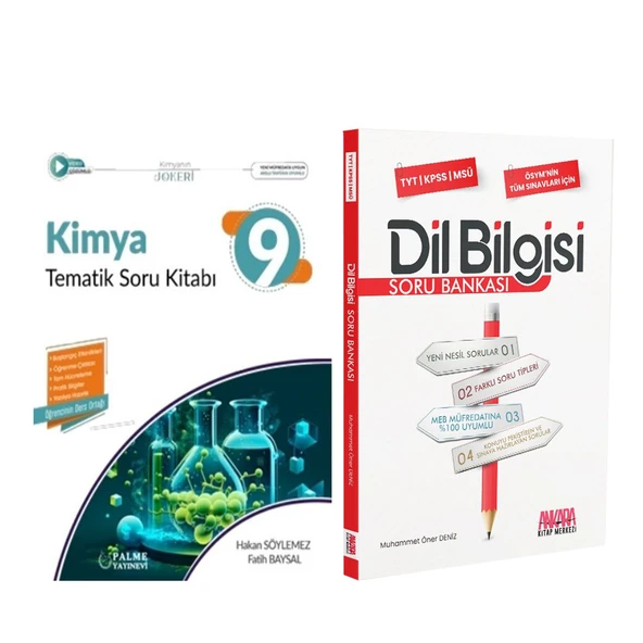Palme 9.Sınıf Kimya ve AKM Dil Bilgisi Soru Bankası Seti 2 Kitap