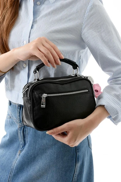 Vegan Deri Kadın Postacı Çanta 21*15 Cm Yıkama Suni Deri Omuz Çantası Çapraz Askılı Çanta - 11