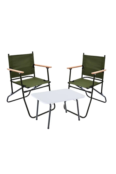 2 Adet 120 Kg kapasiteli Katlanır Kamp Sandalyesi ve 45 x 60 Kamp Sehpası-2-AS-BEY - Resim 2