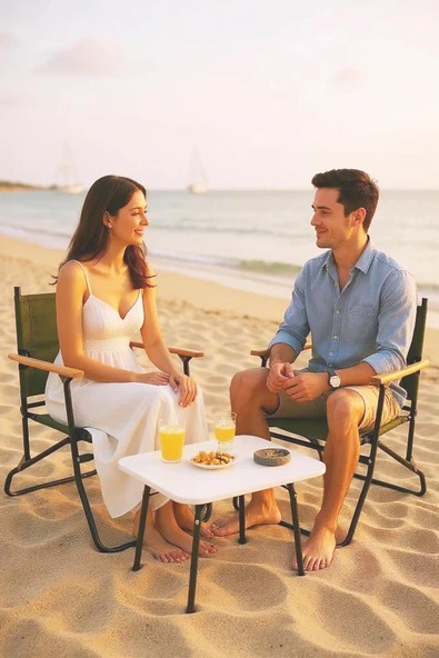 2 Adet 120 Kg kapasiteli Katlanır Kamp Sandalyesi ve 45 x 60 Kamp Sehpası-2-AS-BEY ürün görseli