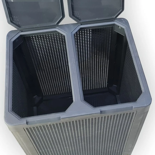 2 Gözlü Kapaklı Çamaşır Sepeti Kirli Sepeti - 9