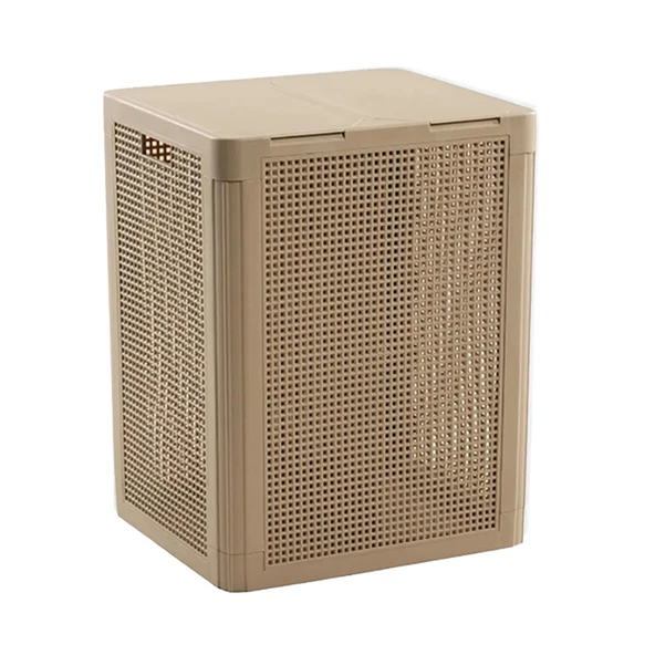 2 Gözlü Kapaklı Çamaşır Sepeti Kirli Sepeti - 6