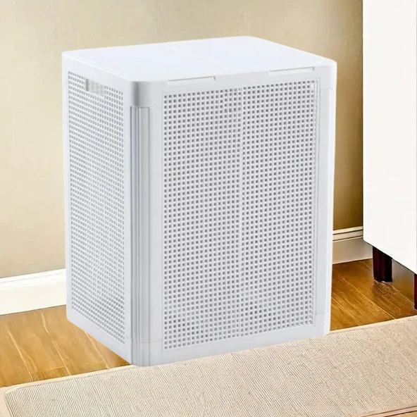 2 Gözlü Kapaklı Çamaşır Sepeti Kirli Sepeti - 12