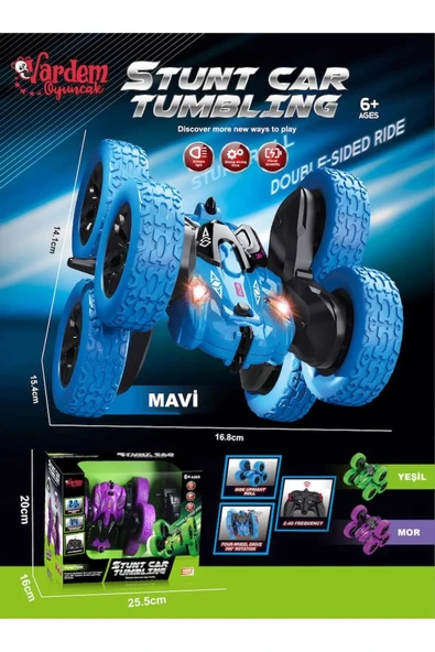 Vardem Uk FF Şarjlı 2.4G 6 Teker Akrobat Araba MAVİ ( HG6-03 ) - 2
