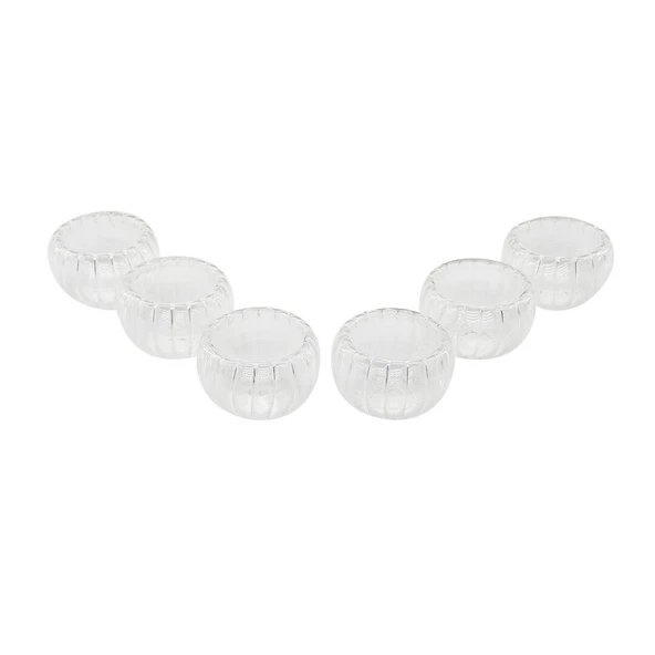 6 PCS   ÇİZGİLİ CAM  ÇİFT CİDARLI LOKUMLUK - SOSLUK  50 ML (5232) - 1