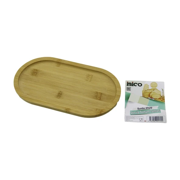 OVAL AHŞAP BAMBU SERVİS SUNUM TEPSİ - TAHTASI MİNİ TEPSİ 25 X 14 X 1.4CM (5232) - 1