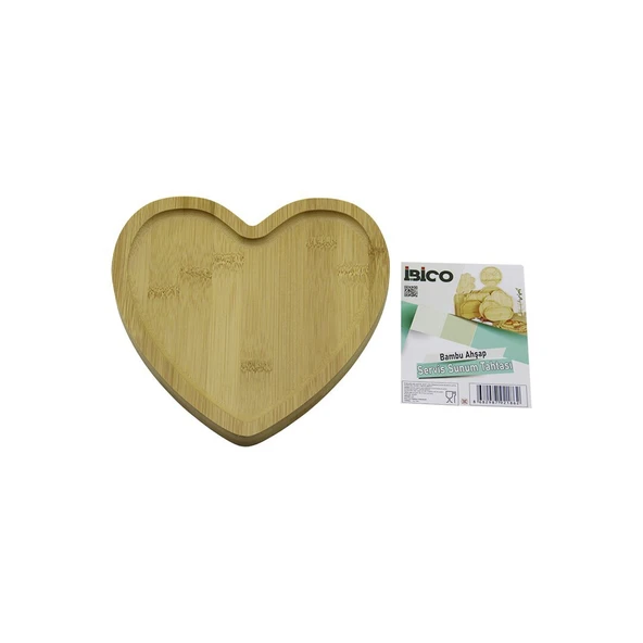 KALP MODEL AHŞAP BAMBU SERVİS SUNUM TEPSİ - TAHTASI 20.5 X 19.5 X 1.4CM (5232) - 1