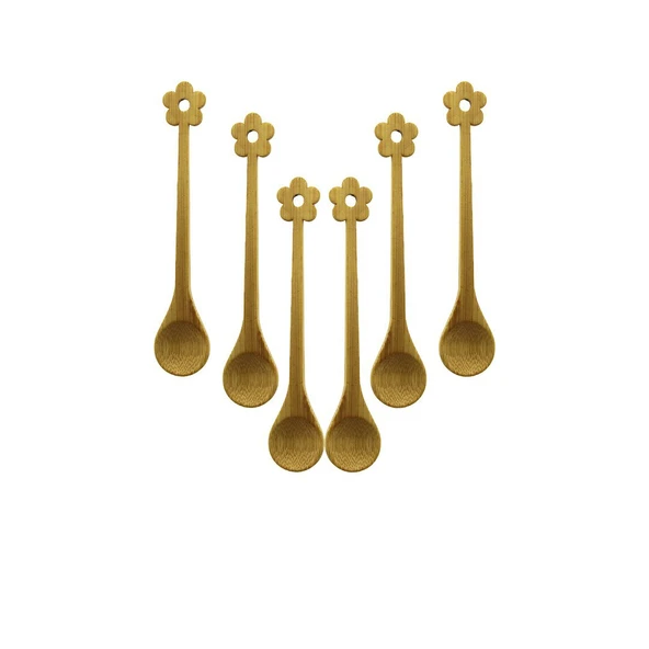 6 PCS   MİNİ   BAMBU AHŞAP KAŞIK   14.5CM (5232) - 1