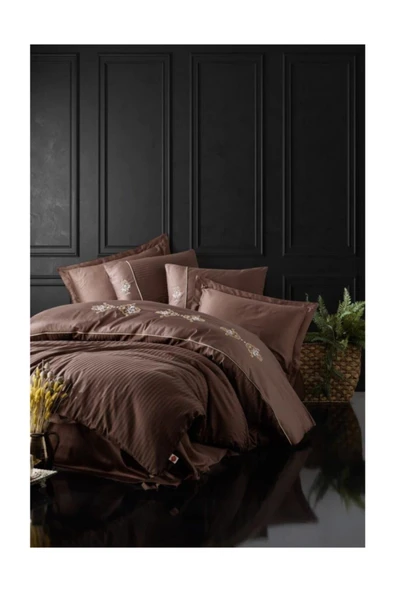 Brode King Kahve Saten Nevresim Takımı ürün görseli