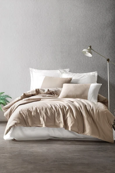 Plain Sport Çift Kişilik Nevresim Takimi Vizon Krem. ürün görseli