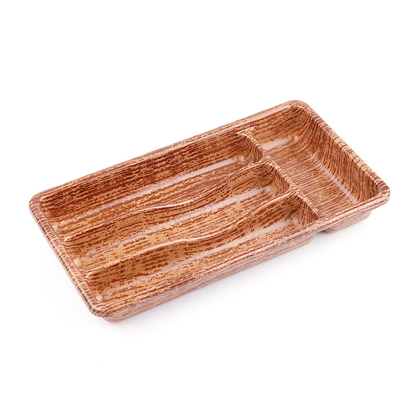 AHŞAP RENK - 4 BÖLMELİ ÇEKMECE İÇİ KAŞIKLIK 36X20CM (5232) - 1