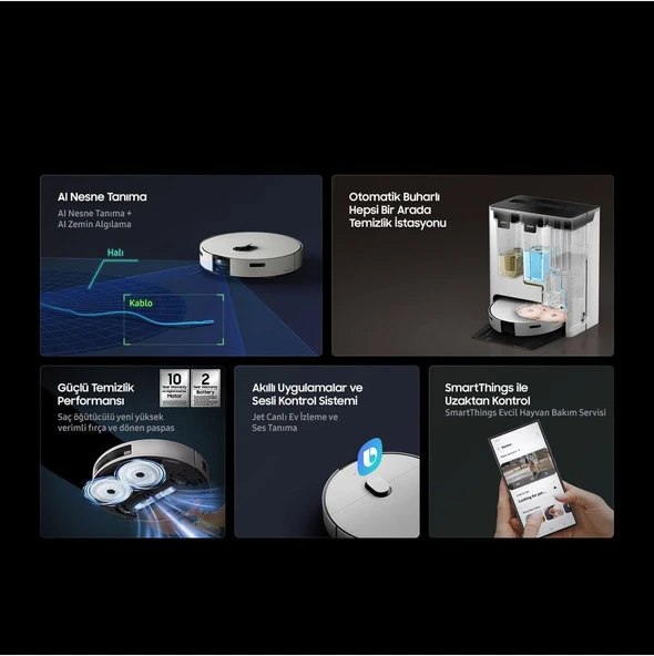 SAMSUNG VR7MD97714G Bespoke Jet Bot Combo AI Robot Süpürge - Resim 6