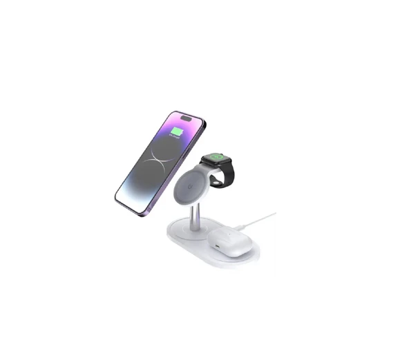 3 in 1 Kablosuz Wireless Hizli Şarj Standi 15W Siyah - 4