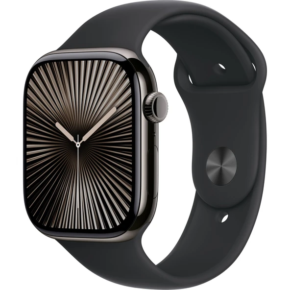Apple Watch Series 10 GPS + Cellular, 42 mm Arduvaz Titanyum Kasa ve Siyah Spor Kordon - S/M - 1