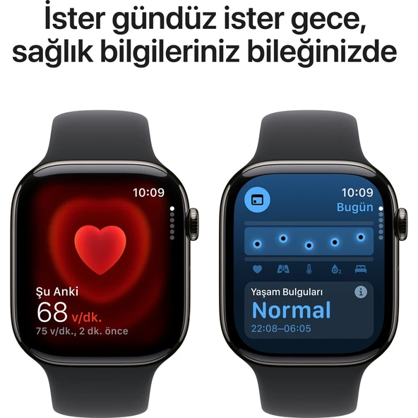 Apple Watch Series 10 GPS + Cellular, 42 mm Arduvaz Titanyum Kasa ve Siyah Spor Kordon - S/M - 5