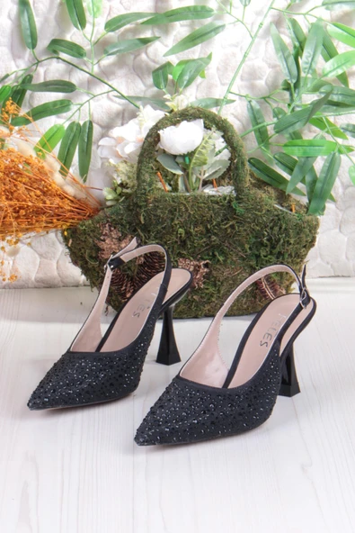 Fort 042-363 Fls Taş Baskılı Önü Kapalı Arkası Açık Topuklu Kadın Ayakkabı - Resim 6