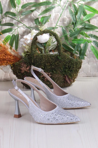 Fort 042-363 Fls Taş Baskılı Önü Kapalı Arkası Açık Topuklu Kadın Ayakkabı - Resim 12