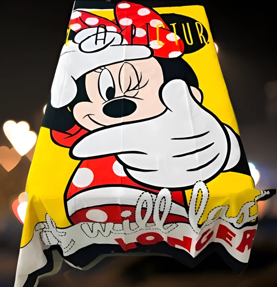 Çift Taraflı Mickey Mouse  Desenli  Tek Kişilik Nevresim - 1