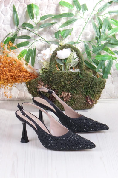 Fort 042-363 Fls Taş Baskılı Önü Kapalı Arkası Açık Topuklu Kadın Ayakkabı - Resim 5