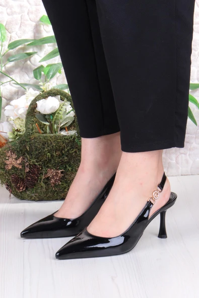 Fort 129-1122 Fls Rugan Önü Kapalı Arkası Açık Topuklu Kadın Ayakkabı - Resim 2