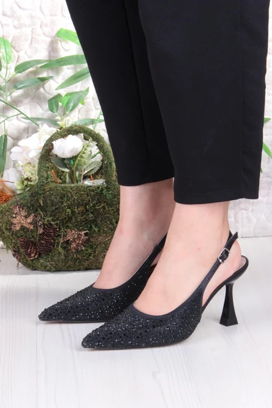 Fort 042-363 Fls Taş Baskılı Önü Kapalı Arkası Açık Topuklu Kadın Ayakkabı - Resim 2