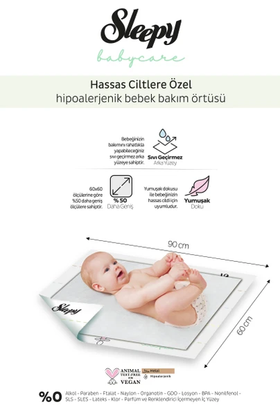 4'lü Sleepy Babycare Bebek Bakım Örtüsü 10'lu ve Rosie Pamuk Hediye - 3