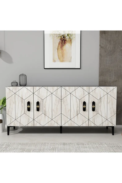 CENEYRA KA150 ASOS KONSOL, TV SEHPASI BEYAZ-EFES MERMER