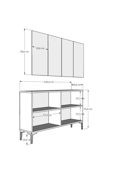 CENEYRA KA120 AFRA KONSOL, ÇOK AMAÇLI DOLAP, KAHVE KÖŞESİ, TV SEHPASI ANTRASİT-EFESMERMER-GOLD - 8
