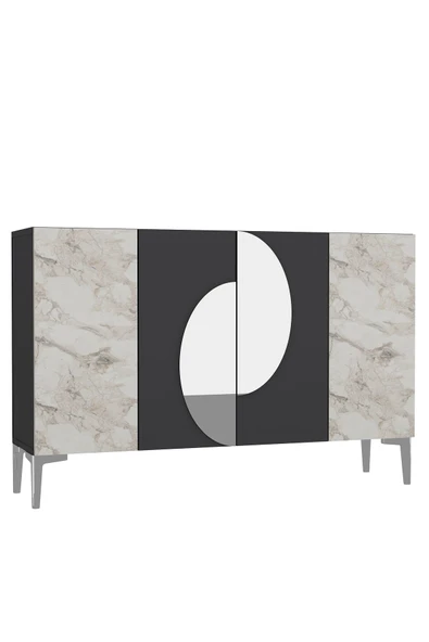 CENEYRA KA120 AFRA KONSOL, ÇOK AMAÇLI DOLAP, KAHVE KÖŞESİ, TV SEHPASI ANTRASİT-EFESMERMER-SİLVER - 4