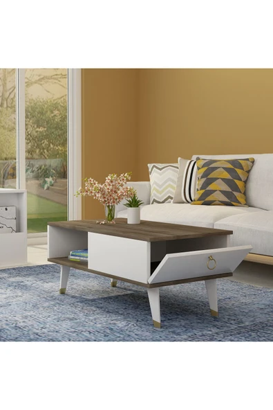 CENEYRA DELUX KAPAKLI ORTA SEHPA CEVİZ-BEYAZ - 2